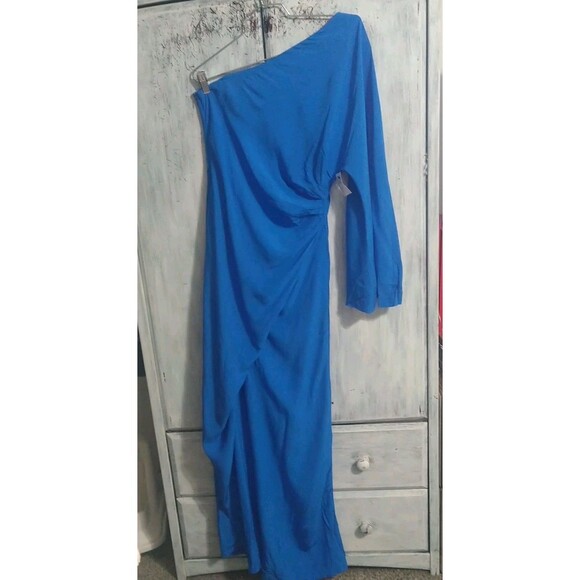 Zara Wide Leg One Arm Jumpsuit Blue Small City Party Nwt - Picture 1 of 9